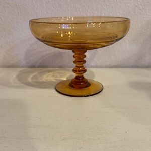 Amber Glass Compote Dish